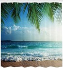 Beach Shower Curtain With Hooks Holiday Style Waterproof Bathroom-decor 72-inchs