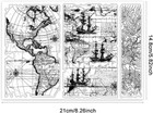 Map Clear Stamp  Vintage Global Map Silicone Rubber Stamp Sailboat Clear Stamps