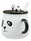 Ebros Dinnerware Panda Ceramic Coffee Tea Mug Drink Cup With Spoon And Lid 14oz
