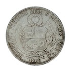 1865 Peru 1 Sol Silver Coin Vf  Lima Mint  900 Fine Silver