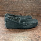 Koolaburra By Ugg Men Moccasin Slippers Size 9 Black Suede Faux Fur Loafers Shoe
