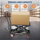 Hydraulic Lift Table Cart  500lbs Manual Single Scissor Lift Cart 28 5    Wheels