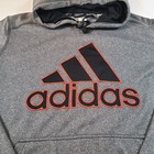Adidas Hoodie Mens 2xl Gray Pullover Orange Black Logo Athletic Sweatshirt