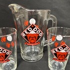 Red Dog Beer Pitcher   4 Glass Set Vintage 1995 - Plank Road Brewery