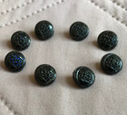 Vintage Antique Black Glass Shank Buttons Ornate 3 8 