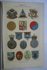 German Antique Chromolithograph Of National Crests Iv  America  Asia   Africa