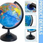 World Globe Earth Map Rotating Geography Ocean Classroom Learning Desktop 6