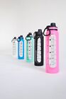 Premium 35 Oz Glass Water Bottle     Thick Borosilicate Glass  Hydration Tracking