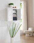 White Wall Cabinet 2-door Hanging Storage Shelf Bathroom Medicine Organizer Wood