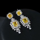 Luxury Yellow Crystal Jewelry Set Bridal Necklace Earrings Wedding Prom Jewelry