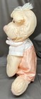 Vintage Fisher Price Puffalump Bear Cub Nylon Plush  8006 Peach Romper 1986