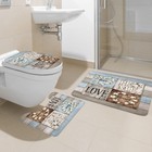 4 Pcs Rustic Floral Flower Complete Bathroom Set Shower Curtain And Rugs 72wx   