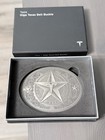 Tesla Giga Texas Silver Western Engraved Metal Belt Buckle Oval Men s