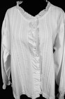 Antique French Edwardian White Cotton Lace Trimmed Blouse Large 42  Bust Ex Cond