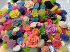 50 Or 100 Flatback Resin Flower Cabochons Mix For Jewelry Crafting Embellishment