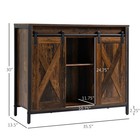 Industrial Kitchen Sideboard  Buffet Cabinet W  Sliding Barn Doors  Rustic Brown