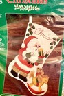 Vintage Bucilla Stocking Kit Nip Santa Jeweled Toy 90s Usa Christmas Felt Nos