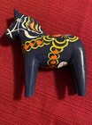 Akta Dalahemslojd Nils Olsson Swedish Dala Horse Hand Painted Blue 5  H 6  L