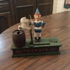 Vintage Cast Iron Mechanical Clown Trick Dog Coin Mechanical Bank