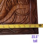 Mahogany Wood Hand Carved Wall Plaque Tribal Panel Ethnic Signed By Artist Vtg 