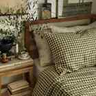 Piglet In Bed Botanical Green Gingham 100  Linen Duvet Set - Queen