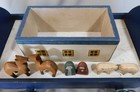 Antique Noah s Ark Pull Toy Wooden Folk Art Carved Animals Elephants Camel C1930
