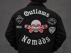 Outlaws Mc Nomads Skull And Pistons Full Back Patch Set     Embroidered Biker Vest