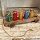 Holgate Wooden Pull Toy With 3 People Pegs  Vintage Kids Learning Original Paint