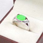 Jade Oval Cut Gemstone With 925 Sterling Silver Ring For Men s  b169  