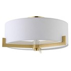  17  Wide 2-light Semi Flush Mount With Fabric Shade In Brushed Brass white  