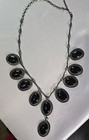  Native American Signed Lee Bennett Navajo Sterling Silver Onyx Necklace