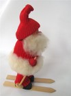 Vintage Sweden Xmas Tomte On Skis Skiing Red Wood Hand Crafted Gnome Nisse  8 