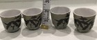 Set Of 4 Japanese  Pottery Saki Hand Painted 2    X 2    Excellent Condition