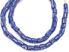 Ghana Handmade Recycled Glass Cylinder Blue Multi Colored African Trade Beads
