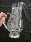     Antique Etched Glass Pitcher W  Sterling Silver Base Floral Design     