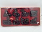 8 Horses Boxed Set Qing Feng Chinese Carved Red Resin Horse Sculpture Figures