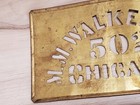 Antique M m  Walker   Co - 502 Chicago Brass Metal Plate - Rare 1880 s-1920 s