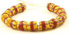 15 Old Venetian Glass Trailed Banded French Cross Barrel African Trade Beads