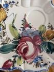 Vtg Nove Rose Majolica Sandwich Plate Teacup Set 4 Handpainted 7 5   sugar creamer