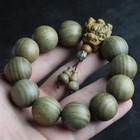 Green Sandalwood 20mm 12 Beads Bracelet Aged Wood Unisex Buddhist Prayer Mala