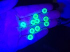 Donut Uranium Glass Beads Blue Green Opal Ring Beads Large Hole 9mm Czech 10pcs