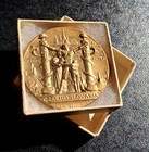 1939 Nywf Czech Medal Gilt Bronze In Original Box W Pavilion Souvenir Bag Ms65