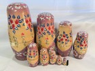 Vintage Hand Painted Russian Matryoshka Nesting Dolls Cat Lady 10 Pc Complete