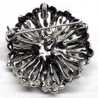 Vintage Aurora Borealis Rhinestone Brooch Pin Silver Tone Openwork Pinwheel Dome