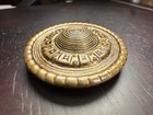 Large Vintage Brass Tone Geometric Metal Button 35mm Sew-through Shank