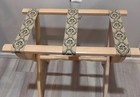 Vintage Scheibe Luggage Rack stand Wooden Folding Tapestry Straps Frontgate Euc