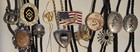 Vintage Lot Of 12 Metal Bolo Ties  Nice Designs  Horseshoe  Skull  American Flag