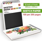Sketch Book For Drawing - 120gsm Thick Paper  Spiral Bound  100 Sheets  9  X 12 