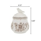 Pioneer Woman Agatha Bird Sugar Bowl W Lid Floral White Brown Stoneware New