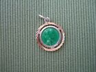 Vintage Catholic Medal St  Joseph   Baby Jesus Green Enamel Gold Silver Finish